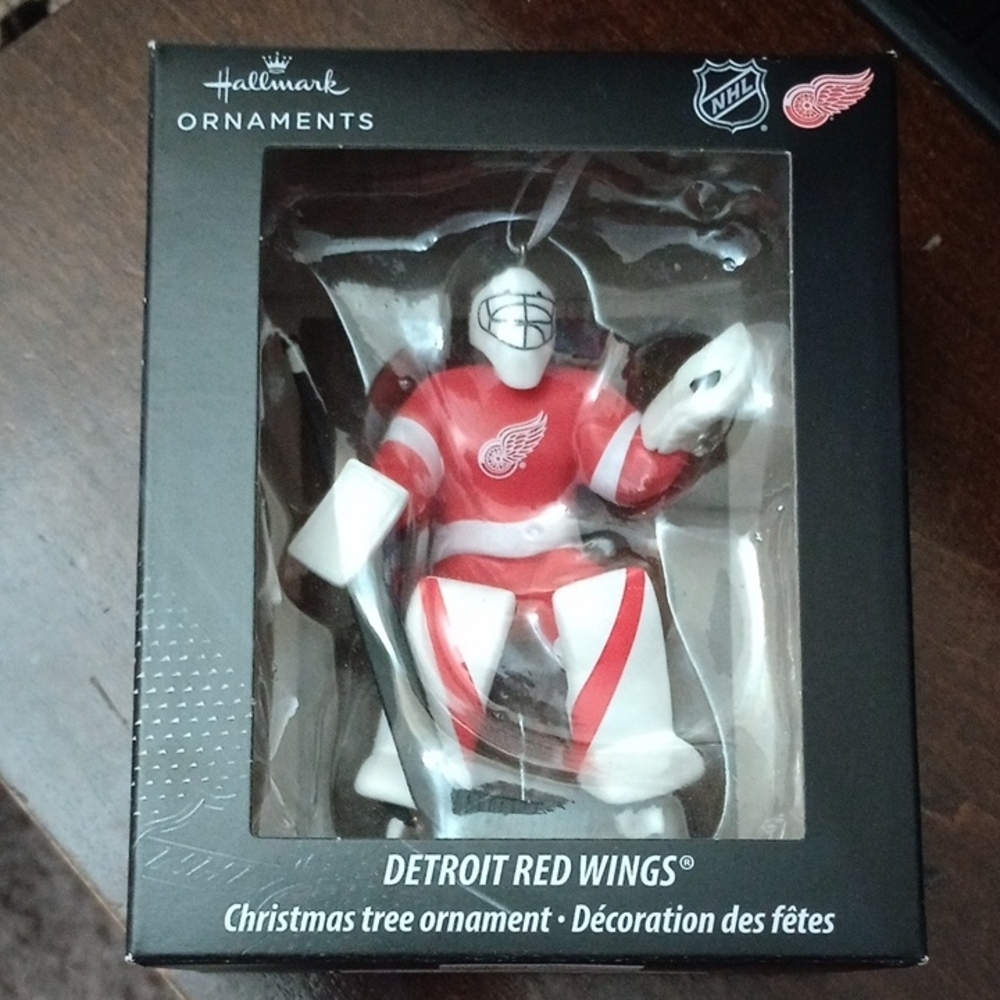 Hallmark NHL Detroit Red Wings Goalie Ornament - Red and White